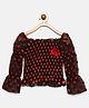Actuel Off Shoulder Polka Dots Printed Top - Red & Black