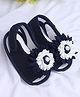 Coco Candy Floral Applique Detailed Sandals - Navy Blue