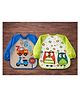 Badal Kidz Long Sleeve Bibs, Waterproof Baby Bibs, Toddler Sleeved Bib, Baby Smock for Eating Feeding, 6-24 Months -Green & Blue