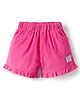 Ollypop Cotton Woven Knee Length Solid Colour Shorts With Patch Detailing - Neon Pink