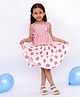 BownBee Pure Cotton Sleeveless Striped & Polka Dots Printed Top & Skirt Set - Pink