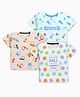 Nottie Planet Cotton Pack Of 3 Half Sleeve Vehicles & Balls Printed Tees - Pista Butter & Off White