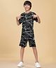 Ninos Dreams Cotton Half Sleeves Abstract Printed Coordinating Tee & Shorts Set - Black