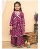 Vastrarth Cotton Three Fourth Sleeves Bandhani Printed Gota Lace Embellished Kurta Sharara With Dupatta Set - Purple