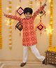 Vastrarth Cotton Woven Full Sleeves Patola Printed Kurta Pyjama Set - Red