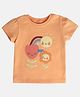 MINI KLUB Cotton Half Sleeves Floral Embroidered Top - Peach