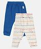 MINI KLUB Cotton Pack Of 2 Baby Monster & Robot Patch Detailed Pants - Grey & Blue