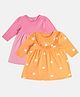 MINI KLUB Pack Of 2 Cotton Full Sleeves Clouds Printed & Checked Dresses - Pink & Orange