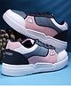 asian Colour Blocked With Lace Up Sneakers - Slate & Pink