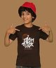 NUSYL Cotton Blend Half Sleeves Slam Dunk Text Printed Tee - Brown