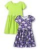 Honeyhap Premium Cotton Knit Half Sleeves Printed Floral Printed Frocks With Bio Finish Pack Of 2 - Punch & Lavender