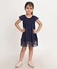 Creative Kids Half Sleeves Swiss Dot Designed Dress - Navy Blue