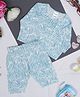 Creative Kids Rayon Full Sleeves Abstract Printed Coordinating Top & Pajama Set - Blue & White
