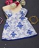 Creative Kids Cotton Sleeveless Floral Printed Dress - White & Blue