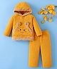 Mark & Mia Full Sleeves Winter Wear Hooded Night Suit With Animal Print - Yellow