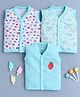BUMZEE Cotton Pack Of 3 Sleeveless Floral & Strawberry Printed Jablas - Mint Green & White
