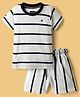 Noddy Knitted Half Sleeves Striped Tee With Coordinating Shorts Set - Melange Grey