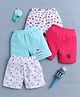 BUMZEE Cotton Pack Of 4 Floral & Bunny Printed Shorts - Pink & Mint Green