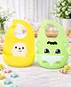 KIDS BASIC Soft Silicone Baby Bib with Food Pocket , Waterproof & Adjustable - Green & Pink (Pack of 2)