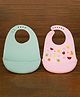 KIDS BASIC Soft Silicone Baby Bib with Food Pocket , Waterproof & Adjustable - Green & Blue (Pack of 2)