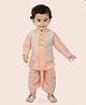 little desi Art Silk Full Sleeves Sequins Embellished Kurta Dhoti Set - Peach