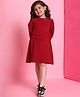 BaawRi Cotton Lycra Knit Full Sleeves Stud Embellished Dress - Red