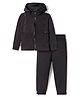 Yellow Apple Woven Full Sleeves Solid Hooded Jacket & Pant Set with removable Sleeves- Black