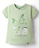 Teddy Sinker Knit Half Sleeves Top With Avacado Print - Light Green