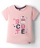 Teddy Sinker Knit Half Sleeves Top With So Cute Text & Bunny Print - Light Pink