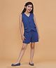 Piccolo Cotton Sleeveless Solid Top & Shorts Set - Blue