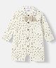Nauti Nati Cotton  Full Sleeves Abstract Prinred Romper With Attached Bow - Off White