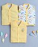 BUMZEE  Cotton Knit Sleeveless Animal & Palm Tree Printed Jablas Pack of 3 - Yellow & White