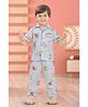 BABY CLOSET Cotton Woven Half Sleeves Baby Dinosaurs Printed Coordinating Night Suit Set - Blue