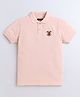 Celsius Cotton Blend Half Sleeves Emblem Embroidered Polo Tee - Bisque