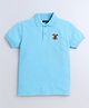 Celsius Cotton Blend Half Sleeves Emblem Embroidered Polo Tee - Topaz Blue