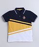 Celsius Cotton Blend Half Sleeves Colour Blocked Polo Tee - Gold