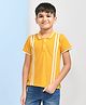 Kiwi Cotton Half Sleeves Striped Polo Tee - Gold