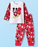 Kookie Kids Disney Single Jersey Knit Full Sleeves Night Suit With Mickey Mouse Graphics - Red & White