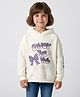 Primo Gino 100% Cotton Knit French Terry Full Sleeves Hooded Sweatshirt Text Print - Ivory