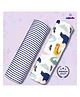 LazyToddler  Cotton Soft Flannel Swaddles Wrap for Newborn Baby Set of 2 (Blue Line & Rhino)