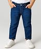 Babyhug Cotton Denim Full Length Washed Jeans With Stretch - Dark Blue