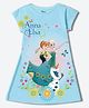 Wear Your Mind Cotton Blend Disney Frozen Featuring Half Sleeves Anna & Elsa Printed Dress - Sky Blue