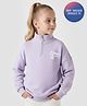 Primo Gino 100% Cotton French Terry Full Sleeves High Neck Sweatshirt with Text Print - Lavender