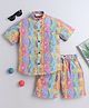 BAATCHEET Cotton Half Sleeves Striped & Baby Bears Printed Coordinating Shirt & Shorts Set - Multi Colour