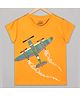 The Sandbox Clothing Co Cotton Knit Half Sleeves Aeroplane Printed Tee - Mustard