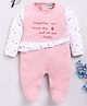 Wonderchild Interlock Woven  Full Sleeves Typography Embroidered & Hearts Printed Sleepsuit - Deep Peach