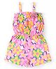 Babyhug Cotton Knit Sleeveless Jumpsuit With Floral Print & Applique - Pink