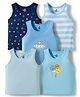 Doodle Poodle 100% Cotton Single Jersey Knit Sleeveless Vests With Star Print Pack Of 5 - Multicolour
