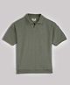 Lil Tomatoes Cotton Half Sleeves Solid Ribbed Polo Tee - Olive Green