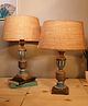 Homesake Signature Rustic Table Lamp set of 2, farmhouse Living Room Bedroom House Bedside Nightstand Home Office Reading Light, Cubist Distress Blue Jute